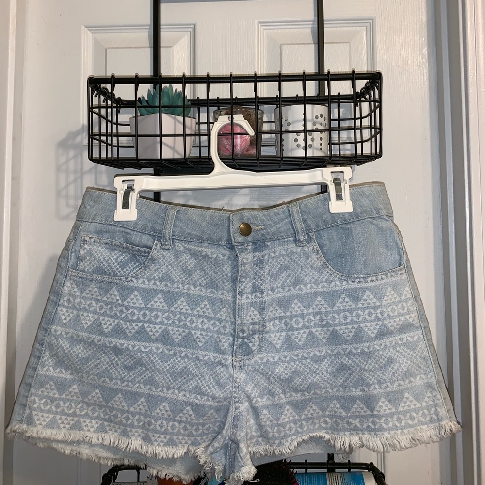 tribal print jean shorts